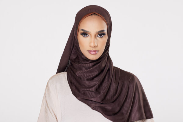 Ribbed Instant Hijab - Chocolate Brown