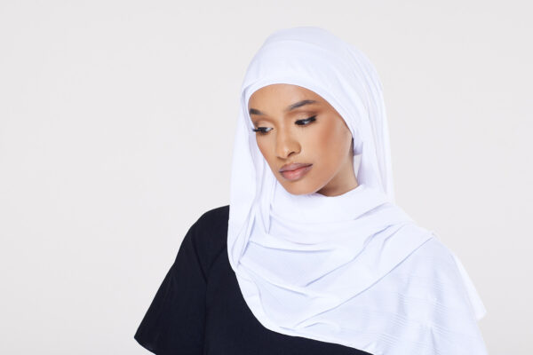 Ribbed Instant Hijab - Pearl White - Image 2