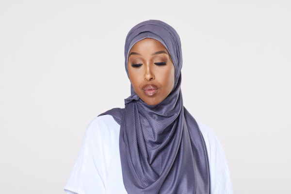 Ribbed Instant Hijab - Steel Grey - Image 2