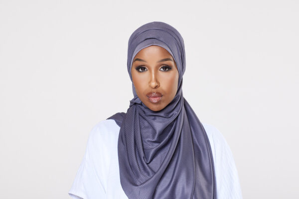 Ribbed Instant Hijab - Steel Grey